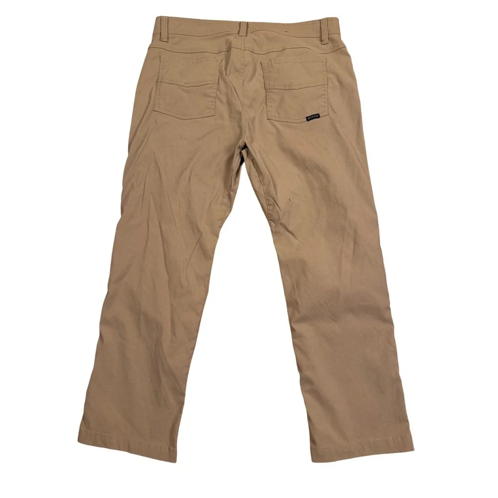 Prana Mens Slim Fit Pants Tan Khaki 5-Pocket Outdoor‎ Casual Size 35